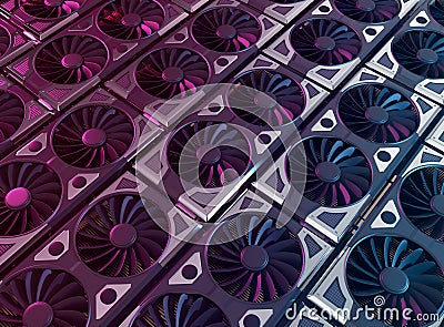 Graphics Card 3d Illustration Blockchain Backdrop Cartoon Illustration