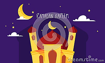 Flat design ramadan kareem lettering. Mosque logo Editorial Stock Photo