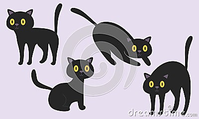 Hand drawn design halloween cat collection illustration Stock Photo