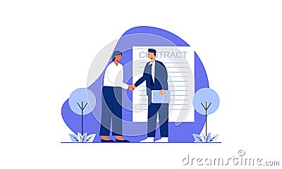 Meeting of business partners. signature of the contract. illustration of characters. Vector Illustration