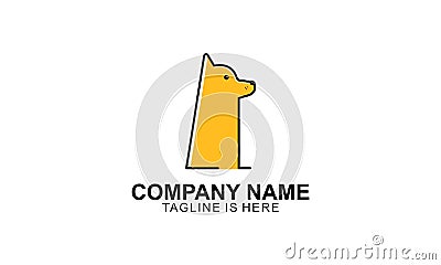 Dog line outline monoline logo Vector Illustration