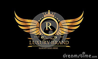 Luxury gold, royal brand, monogram luxury logo Stock Photo