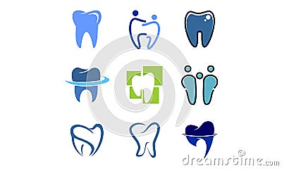 Set of dental Tooth, dentist logo Stock Photo