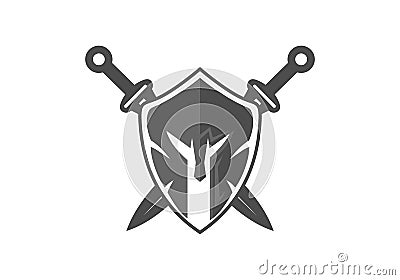 Spartan helmet logo Stock Photo