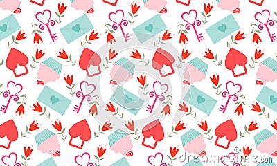 Valentines day love seamless pattern stock vector Stock Photo