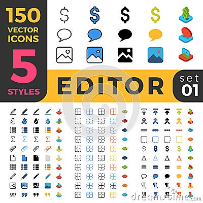 Graphics Editor 150 line flat isometric mobile web Vector Illustration