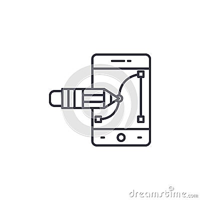 Graphics editor linear icon concept. Graphics editor line vector sign, symbol, illustration. Vector Illustration