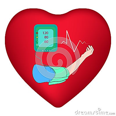 Graphics image arm and heart background Vector Illustration