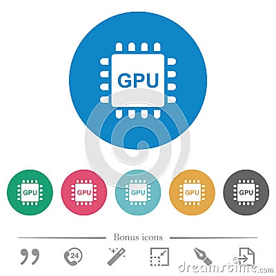Graphics processing unit flat round icons Stock Photo