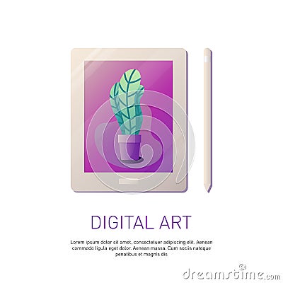 Graphics tablet and pencil Vector Illustration