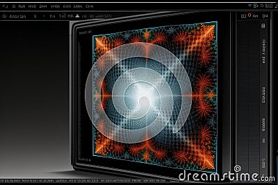 A graphing calculator processing into a complex fractal design Stock Photo