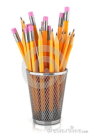 Graphite pencils in basket Stock Photo