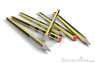 Graphite pencils on white background. 3d illustration Cartoon Illustration