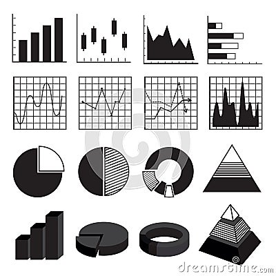 Graphs Charts Bars and Diagrams Data Element Set Vector Illustration