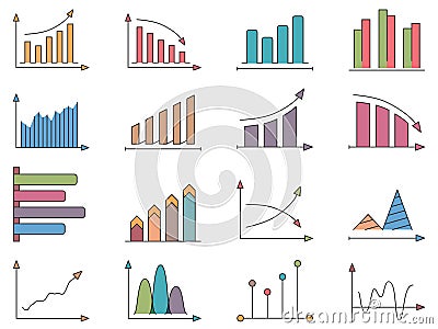 Graphs and Charts Icons Vector Illustration