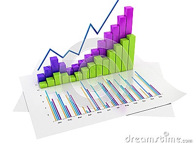 Graphs of Financial Analysis - Isolated Stock Photo