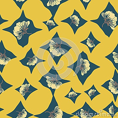 Grapic shapes with floral seamless vector pattern Vector Illustration