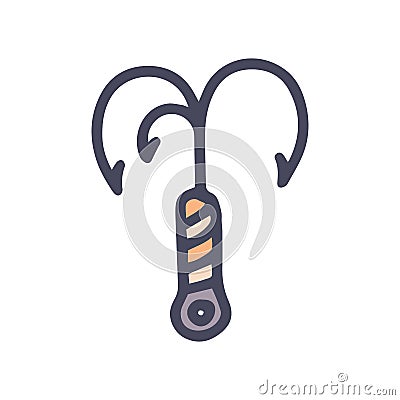 grappling hook color vector doodle simple icon Vector Illustration
