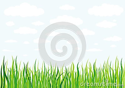 Grass clouds and sky background Vector Illustration