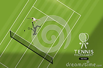 Grass Court Tennis Championship Vector Illustration