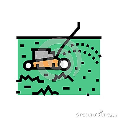 grass cutting with lawn mower color icon vector illustration Cartoon Illustration