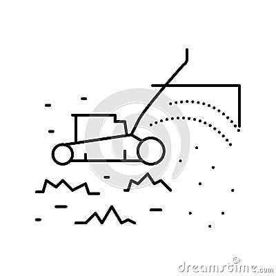 grass cutting with lawn mower line icon vector illustration Vector Illustration