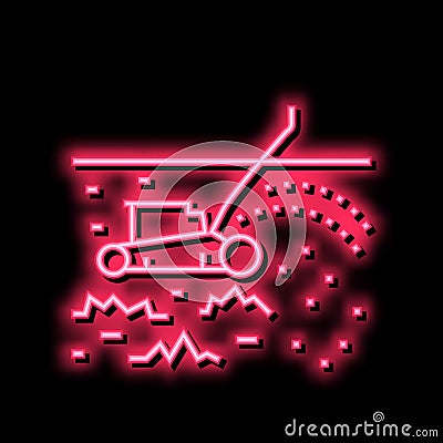 grass cutting with lawn mower neon glow icon illustration Vector Illustration