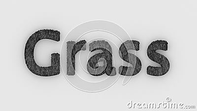 Grass - 3d word gray on white background. fresh Grass letters isolated illustration. lawns for villas. golf lawn. garden with Cartoon Illustration