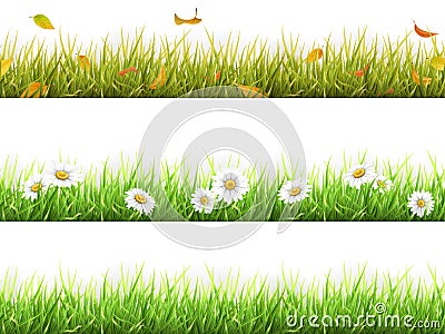 Grass in different seasons set Vector Illustration