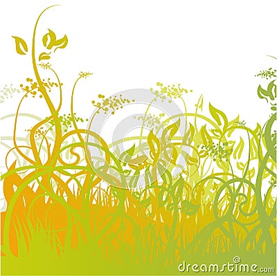 Grass and flower seeds in the meadow Vector Illustration