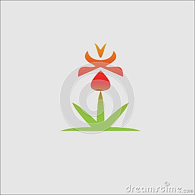 Grass flower sunshine spring natural logo, ecology symbol design Vector Illustration