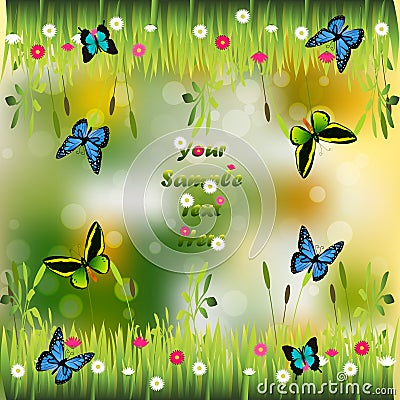 Grass with flowers Vector Illustration