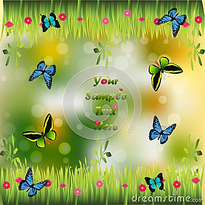 Grass with flowers Vector Illustration