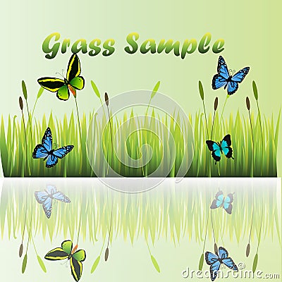 Grass with flowers Vector Illustration