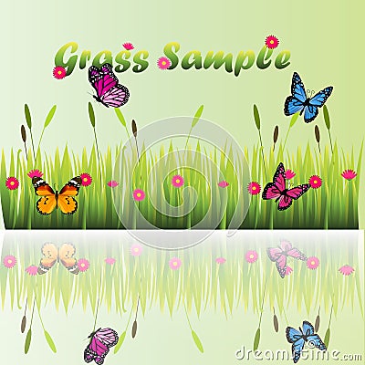 Grass with flowers Vector Illustration