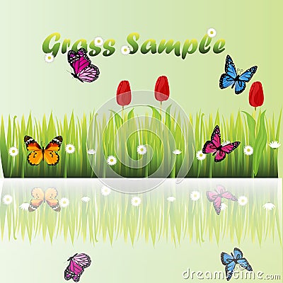 Grass with flowers Vector Illustration