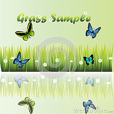 Grass with flowers Vector Illustration