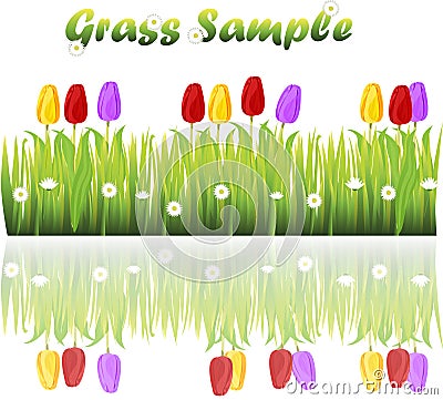 Grass with flowers Vector Illustration