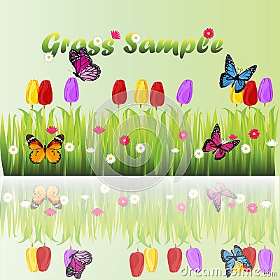 Grass with flowers Vector Illustration