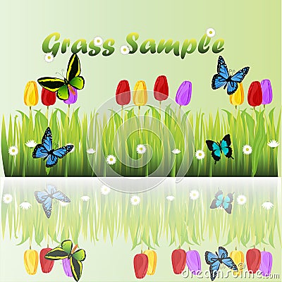 Grass with flowers Vector Illustration