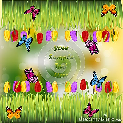 Grass with flowers Vector Illustration