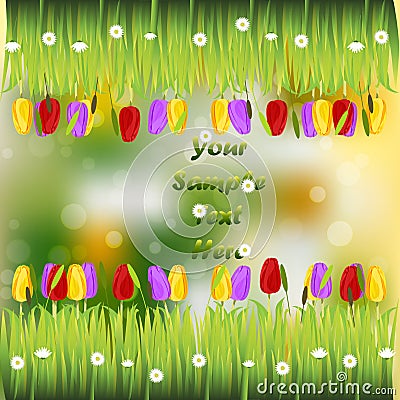 Grass with flowers Vector Illustration