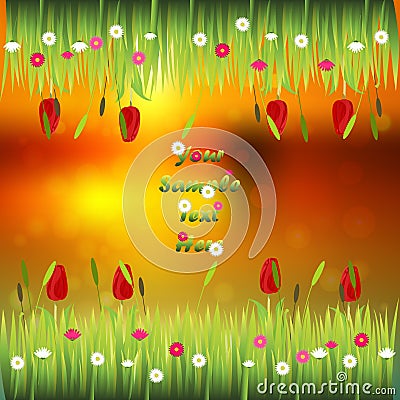 Grass with flowers Vector Illustration