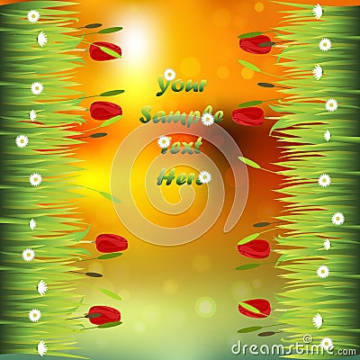 Grass with flowers Vector Illustration