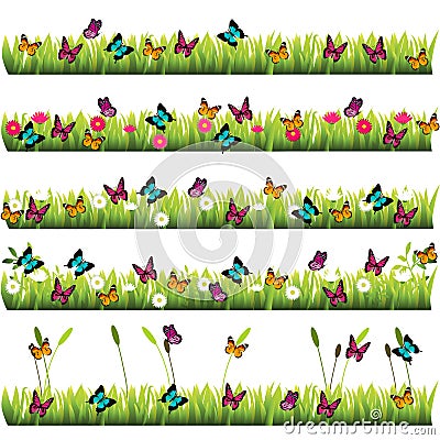 Grass with flowers Vector Illustration