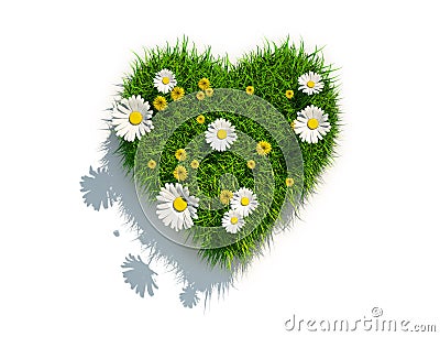 Grass heart on white background Stock Photo