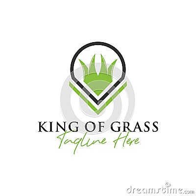 Grass king inspiration illustration logo design Vector Illustration