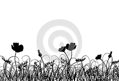 Grass and poppy, vector Vector Illustration