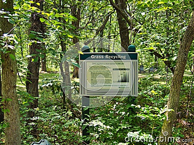 Grass Recycling Example on Trail in Overland Park Editorial Stock Photo