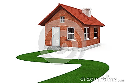 Grass Road to house Stock Photo